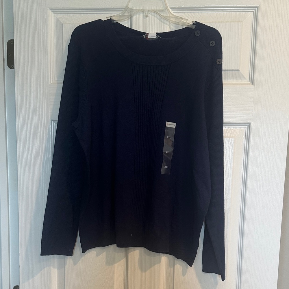 BRAND NEW!! Liz Claiborne Navy Button-Accent Sweater